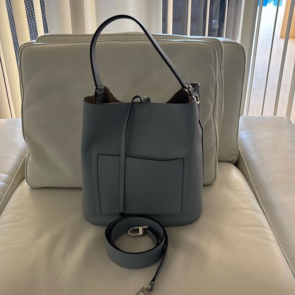 Michael Kors Collection Blue Shoulder Bag with Adjustable Strap. All leather